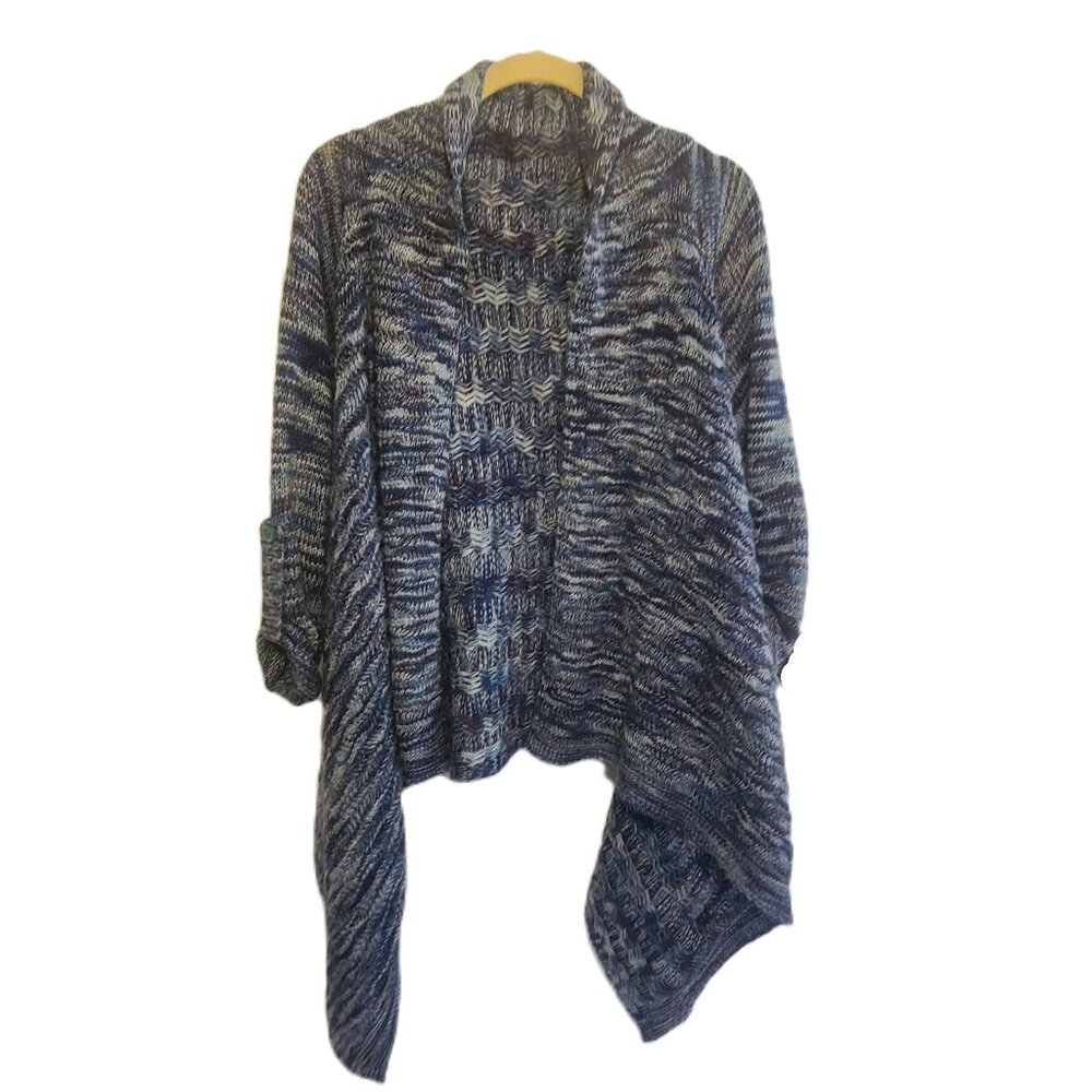 Soft Surroundings Blue Open Front Asymmetrical Drapey Cardigan Size XL